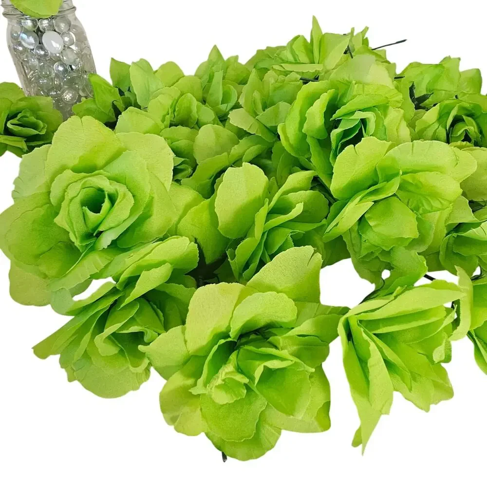 Lime Green Silk Roses 2.5